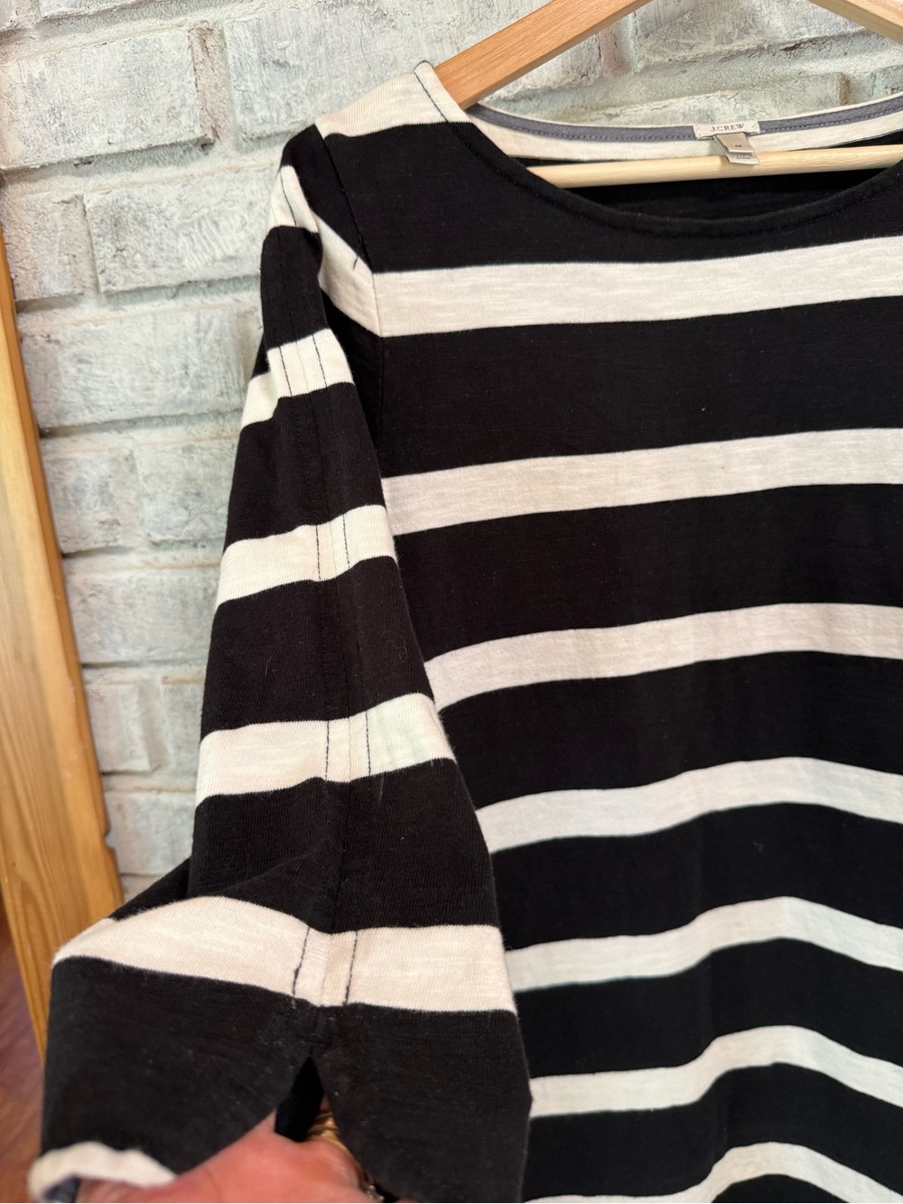J. Crew Black and White Striped Midi Shift Dress - Picture 3 of 6